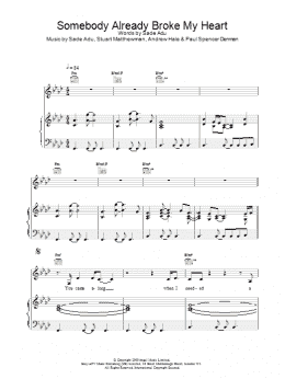page one of Somebody Already Broke My Heart (Piano, Vocal & Guitar Chords)