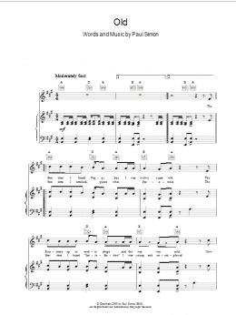 page one of Old (Piano, Vocal & Guitar Chords)