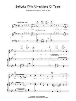 page one of Señorita with a Necklace of Tears (Piano, Vocal & Guitar Chords)