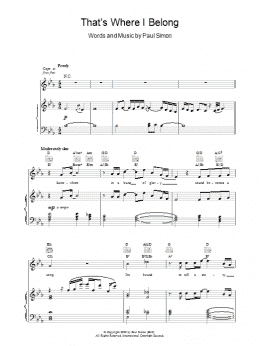 page one of That's Where I Belong (Piano, Vocal & Guitar Chords)