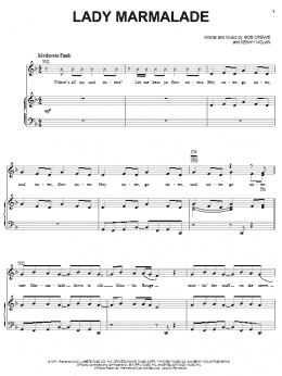 page one of Lady Marmalade (from Moulin Rouge) (Piano, Vocal & Guitar Chords (Right-Hand Melody))