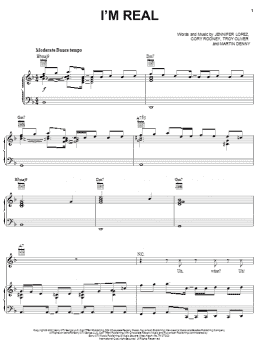 page one of I'm Real (Piano, Vocal & Guitar Chords (Right-Hand Melody))