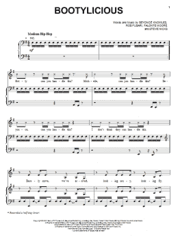 page one of Bootylicious (Piano, Vocal & Guitar Chords (Right-Hand Melody))
