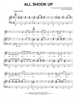 page one of All Shook Up (Piano, Vocal & Guitar Chords (Right-Hand Melody))