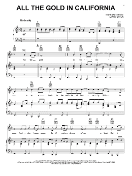 page one of All The Gold In California (Piano, Vocal & Guitar Chords (Right-Hand Melody))