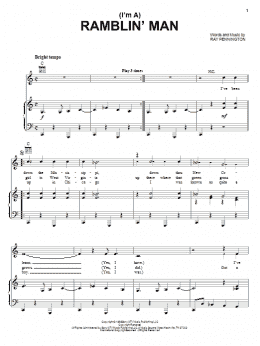 page one of (I'm A) Ramblin' Man (Piano, Vocal & Guitar Chords (Right-Hand Melody))
