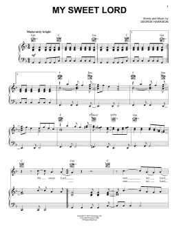 page one of My Sweet Lord (Piano, Vocal & Guitar Chords (Right-Hand Melody))