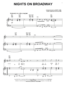 page one of Nights On Broadway (Piano, Vocal & Guitar Chords (Right-Hand Melody))