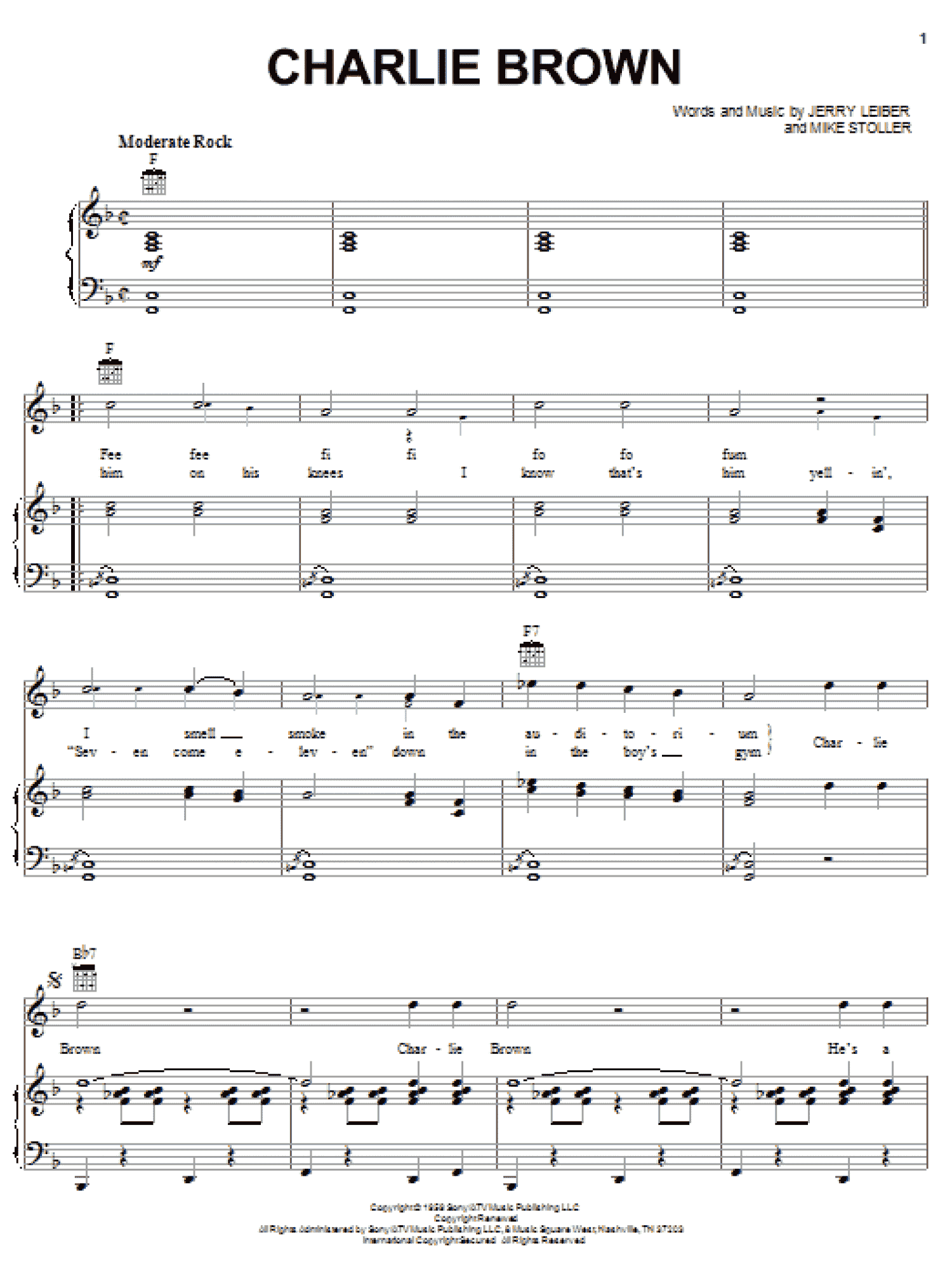 Charlie Brown (Piano, Vocal & Guitar Chords (Right-Hand Melody))