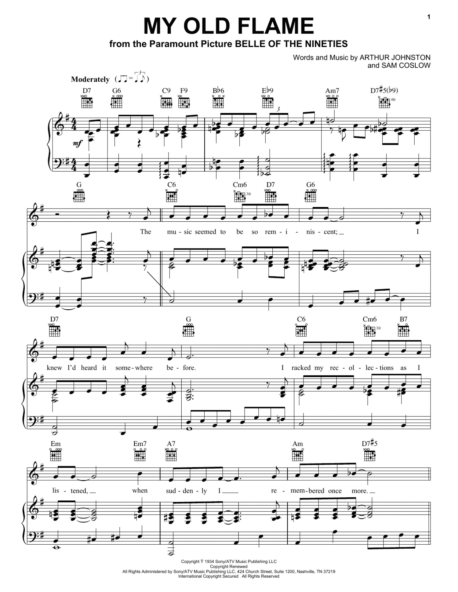 My Old Flame (Piano, Vocal & Guitar Chords (Right-Hand Melody))