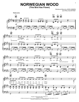 page one of Norwegian Wood (This Bird Has Flown) (Piano, Vocal & Guitar Chords (Right-Hand Melody))