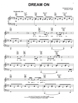 page one of Dream On (Piano, Vocal & Guitar Chords (Right-Hand Melody))