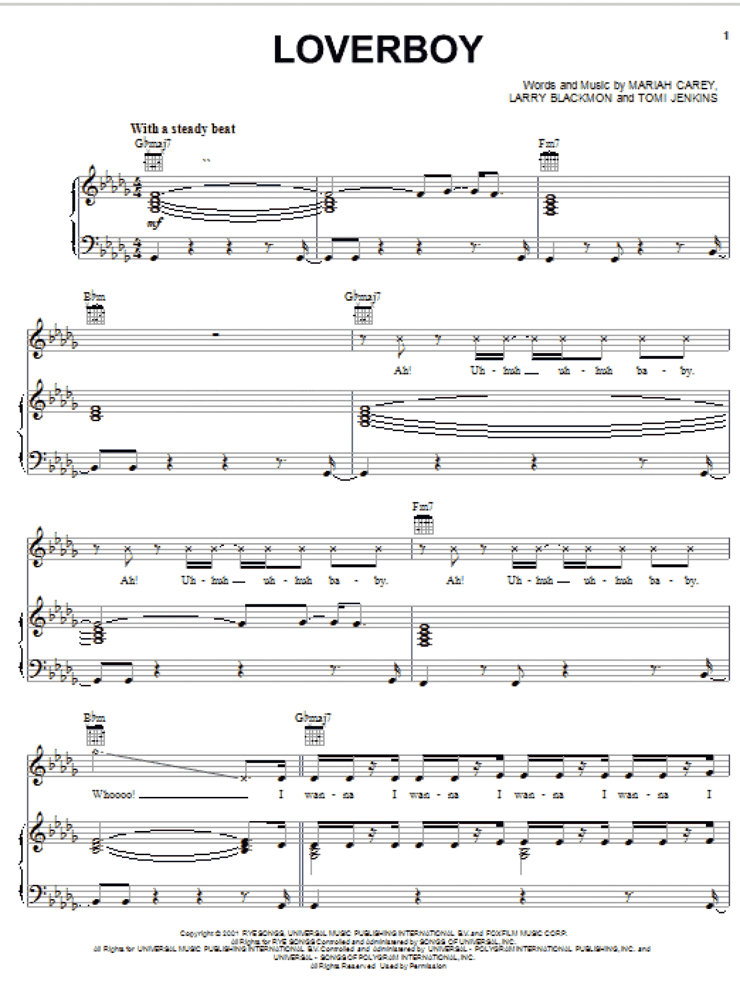 Loverboy (Piano, Vocal & Guitar Chords (Right-Hand Melody))