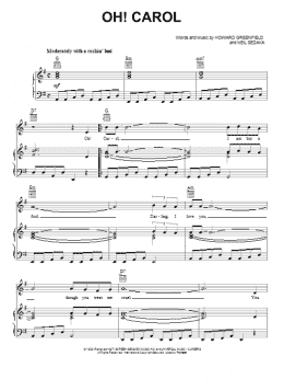 page one of Oh! Carol (Piano, Vocal & Guitar Chords (Right-Hand Melody))