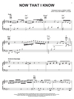 page one of Now That I Know (Piano, Vocal & Guitar Chords (Right-Hand Melody))