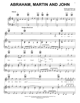 page one of Abraham, Martin And John (Piano, Vocal & Guitar Chords (Right-Hand Melody))