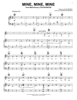 page one of Mine, Mine, Mine (Piano, Vocal & Guitar Chords (Right-Hand Melody))