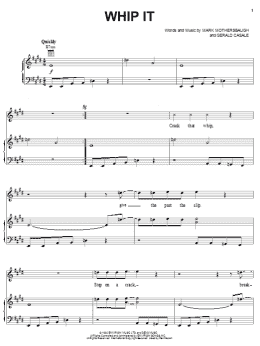 page one of Whip It (Piano, Vocal & Guitar Chords (Right-Hand Melody))