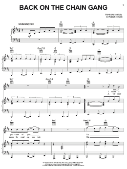 page one of Back On The Chain Gang (Piano, Vocal & Guitar Chords (Right-Hand Melody))