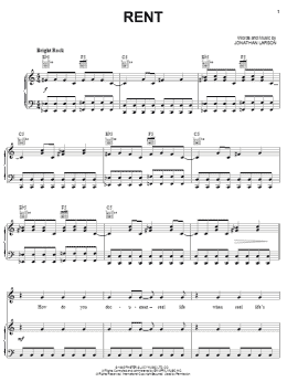 page one of Rent (Piano, Vocal & Guitar Chords (Right-Hand Melody))