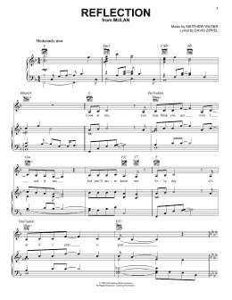page one of Reflection (Pop Version) (from Mulan) (Piano, Vocal & Guitar Chords (Right-Hand Melody))