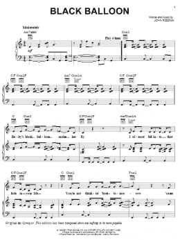 page one of Black Balloon (Piano, Vocal & Guitar Chords (Right-Hand Melody))
