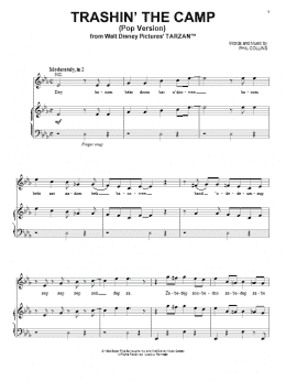 page one of Trashin' The Camp (Pop Version) (from Tarzan) (Piano, Vocal & Guitar Chords (Right-Hand Melody))