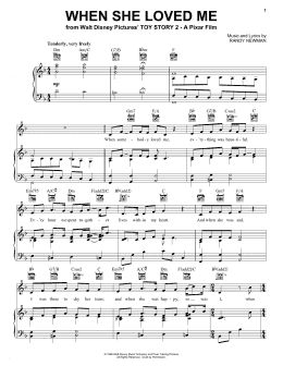 page one of When She Loved Me (from Toy Story 2) (Piano, Vocal & Guitar Chords (Right-Hand Melody))
