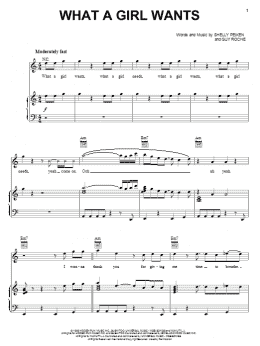 page one of What A Girl Wants (Piano, Vocal & Guitar Chords (Right-Hand Melody))
