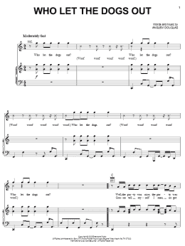 page one of Who Let The Dogs Out (Piano, Vocal & Guitar Chords (Right-Hand Melody))