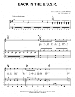 page one of Back In The U.S.S.R. (Piano, Vocal & Guitar Chords (Right-Hand Melody))