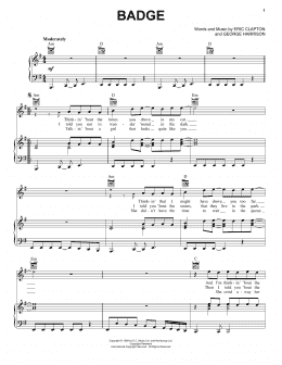 page one of Badge (Piano, Vocal & Guitar Chords (Right-Hand Melody))