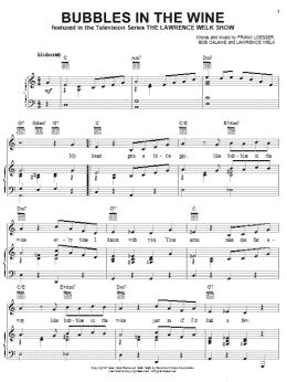 page one of Bubbles In The Wine (Piano, Vocal & Guitar Chords (Right-Hand Melody))