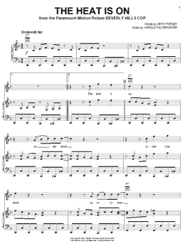 page one of The Heat Is On (Piano, Vocal & Guitar Chords (Right-Hand Melody))