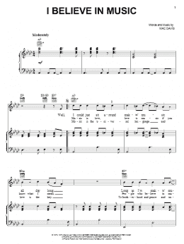 page one of I Believe In Music (Piano, Vocal & Guitar Chords (Right-Hand Melody))