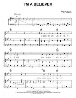 page one of I'm A Believer (Piano, Vocal & Guitar Chords (Right-Hand Melody))