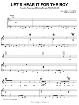 page one of Let's Hear It For The Boy (Piano, Vocal & Guitar Chords (Right-Hand Melody))