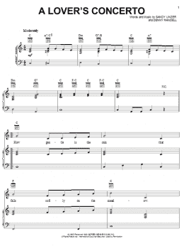 page one of A Lover's Concerto (Piano, Vocal & Guitar Chords (Right-Hand Melody))