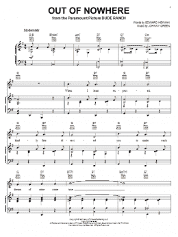 page one of Out Of Nowhere (Piano, Vocal & Guitar Chords (Right-Hand Melody))