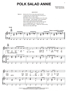 page one of Polk Salad Annie (Piano, Vocal & Guitar Chords (Right-Hand Melody))
