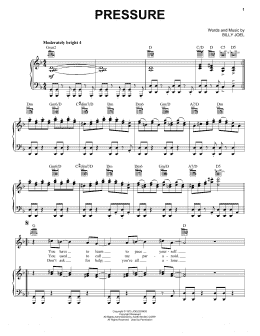 page one of Pressure (Piano, Vocal & Guitar Chords (Right-Hand Melody))