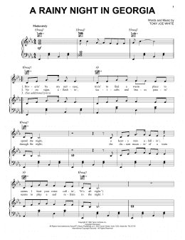 page one of A Rainy Night In Georgia (Piano, Vocal & Guitar Chords (Right-Hand Melody))