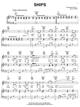 page one of Ships (Piano, Vocal & Guitar Chords (Right-Hand Melody))