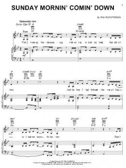 page one of Sunday Mornin' Comin' Down (Piano, Vocal & Guitar Chords (Right-Hand Melody))