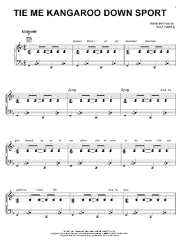 page one of Tie Me Kangaroo Down Sport (Piano, Vocal & Guitar Chords (Right-Hand Melody))