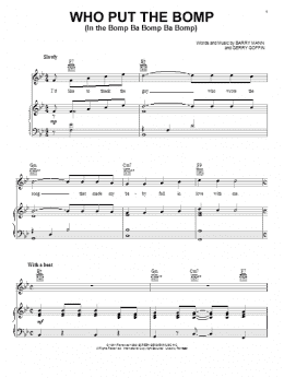 page one of Who Put The Bomp (In The Bomp Ba Bomp Ba Bomp) (Piano, Vocal & Guitar Chords (Right-Hand Melody))