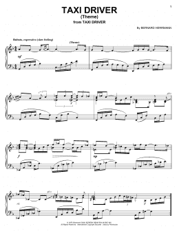 page one of Taxi Driver (Theme) (Piano, Vocal & Guitar Chords (Right-Hand Melody))