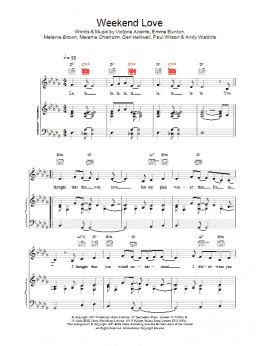 page one of Weekend Love (Piano, Vocal & Guitar Chords)
