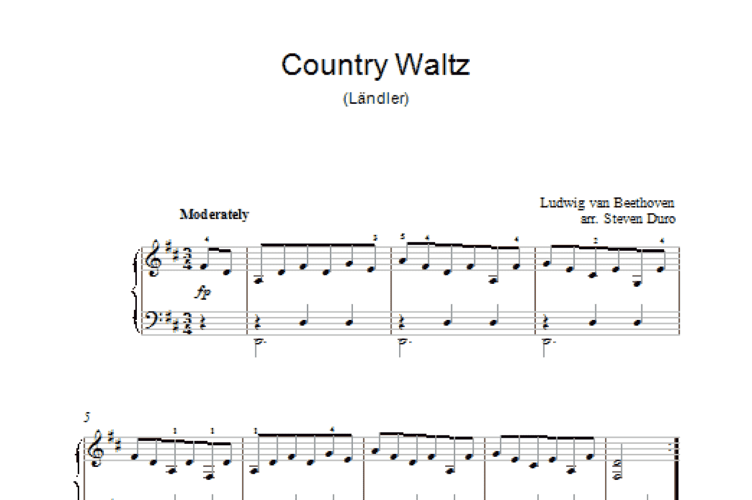 Country Waltz (Ländler ) (Piano Solo)
