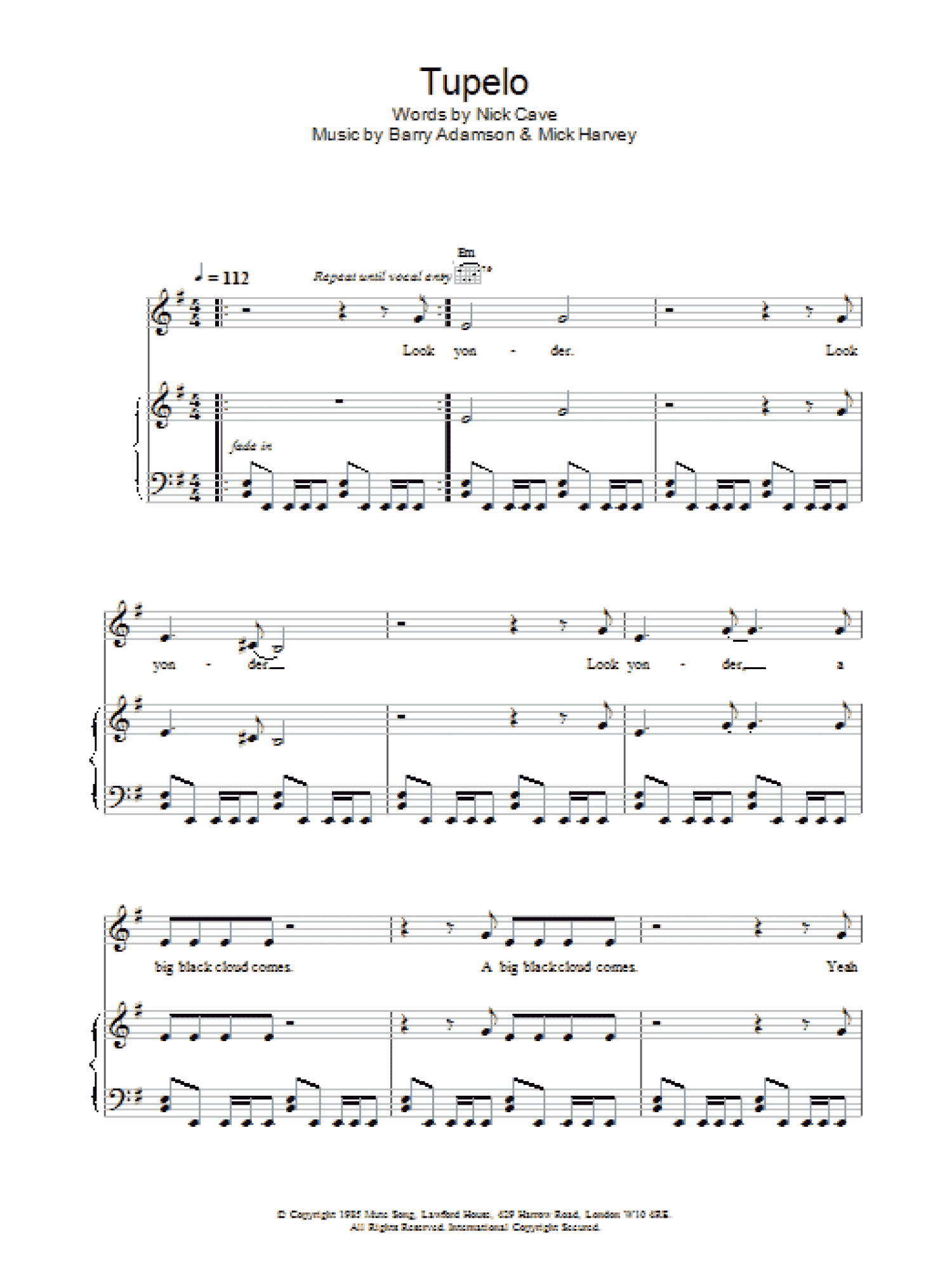 Tupelo (Piano, Vocal & Guitar Chords)